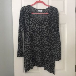 Long Sleeve Gray Cheetah Top